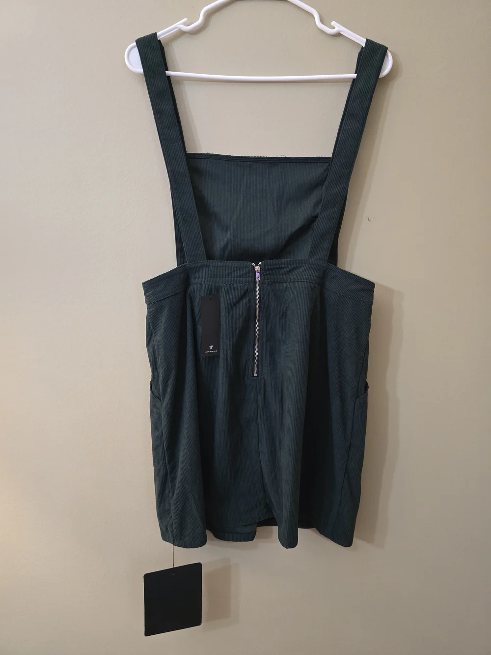 Lulu's Forest Green Corduroy Pinafore Dress Size L